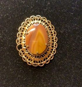 Vintage Gold Pin with Tiger eye