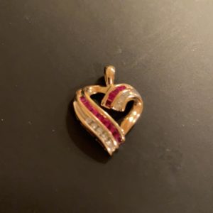 Gold Heart with Sapphires and Rubies