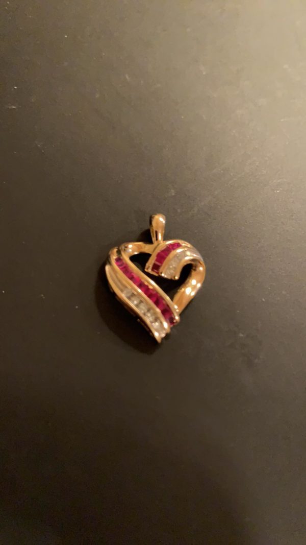 Gold Heart with Sapphires and Rubies