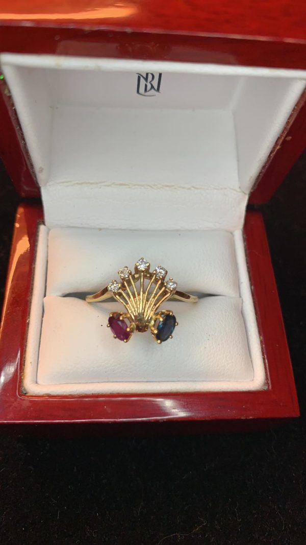 The Vampires Golden Tiara Diamond, Ruby and Sapphire Ring