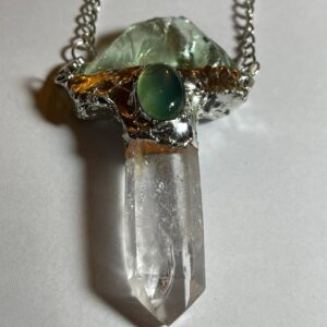Clear Quartz with Green Andara Pendant