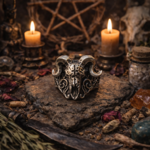 Tibetan Silver Ram Skull Ring