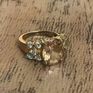 Citrine and crystal ring