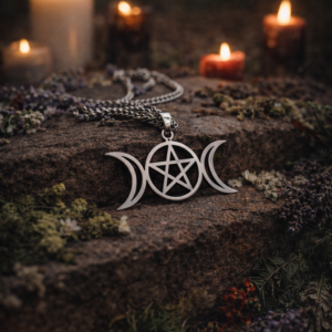 Triple Goddess Pentagram Pendant – Sacred Balance Amulet