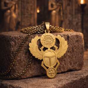 Eye of Ra Scarab Amulet – Temple Guardian Pendant