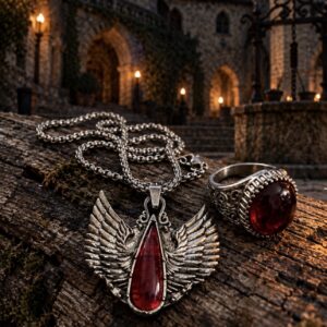 Blood Crystal Gothic Ring - Pendant Gift Included